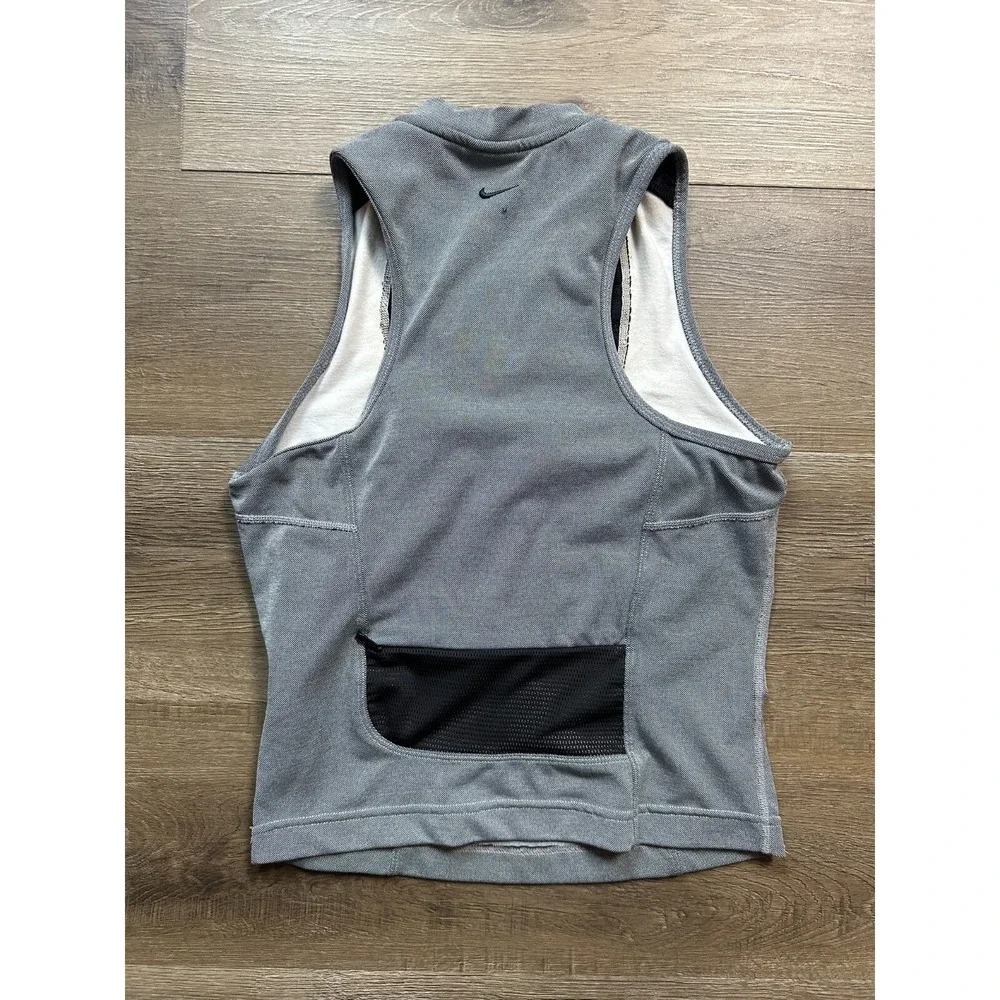 Nike Sleeveless‎ Running Vest Youth Girls S Grey Dr-Fit Logo Zip-Up Athletic